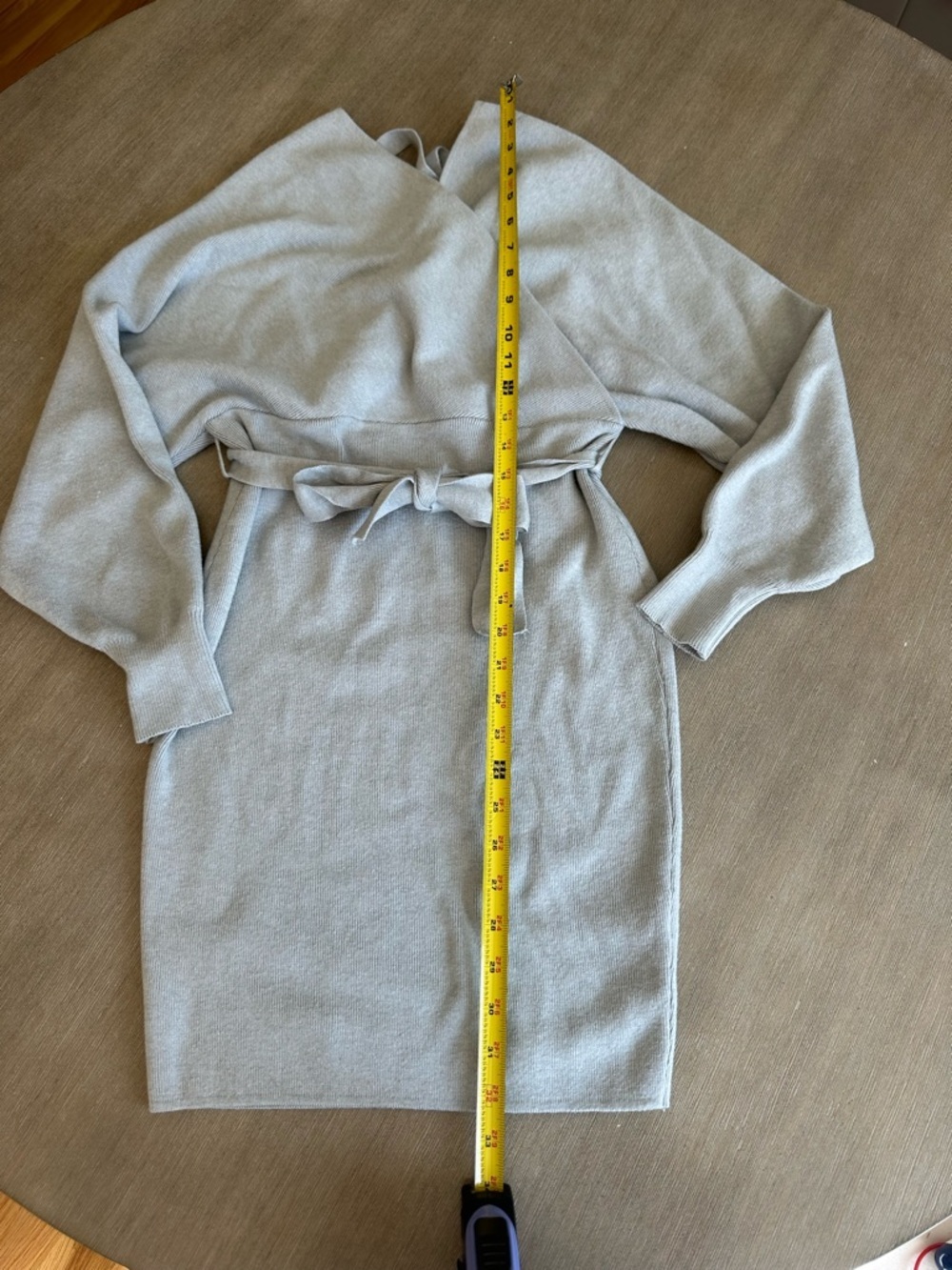 HYFVE Light Gray Long Sleeve Belted Knit Dress - Picture 4 of 5